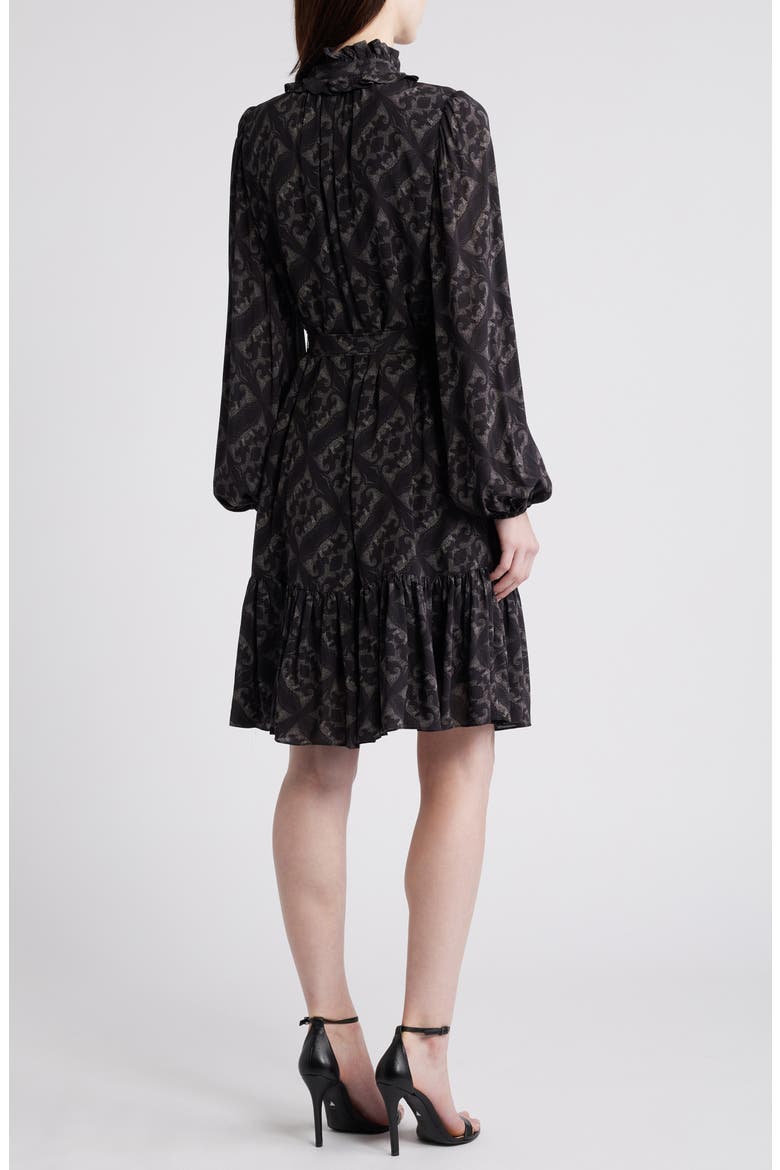 Landry Long Sleeve Leaf Print Dress