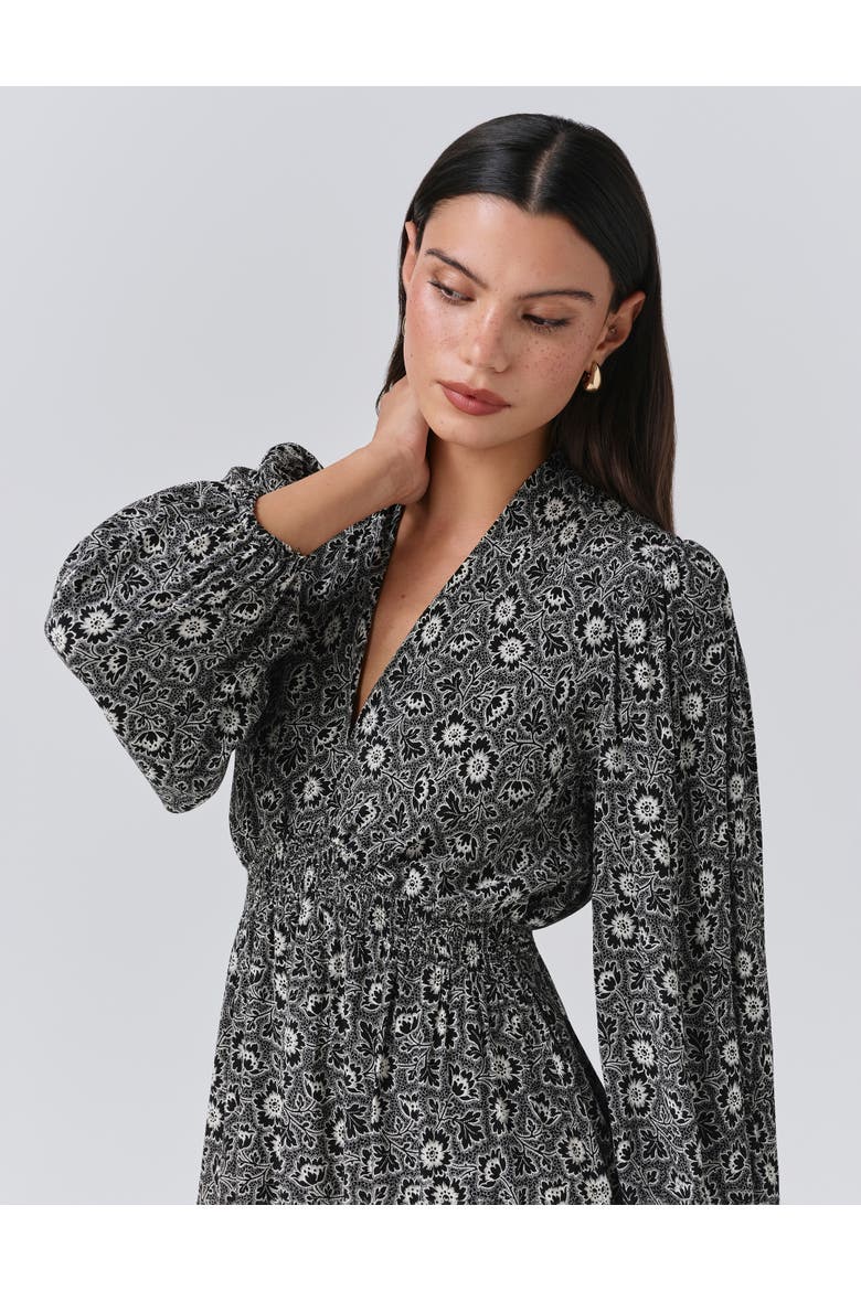 Petal Crepe V Neck Midi Waisted Dress