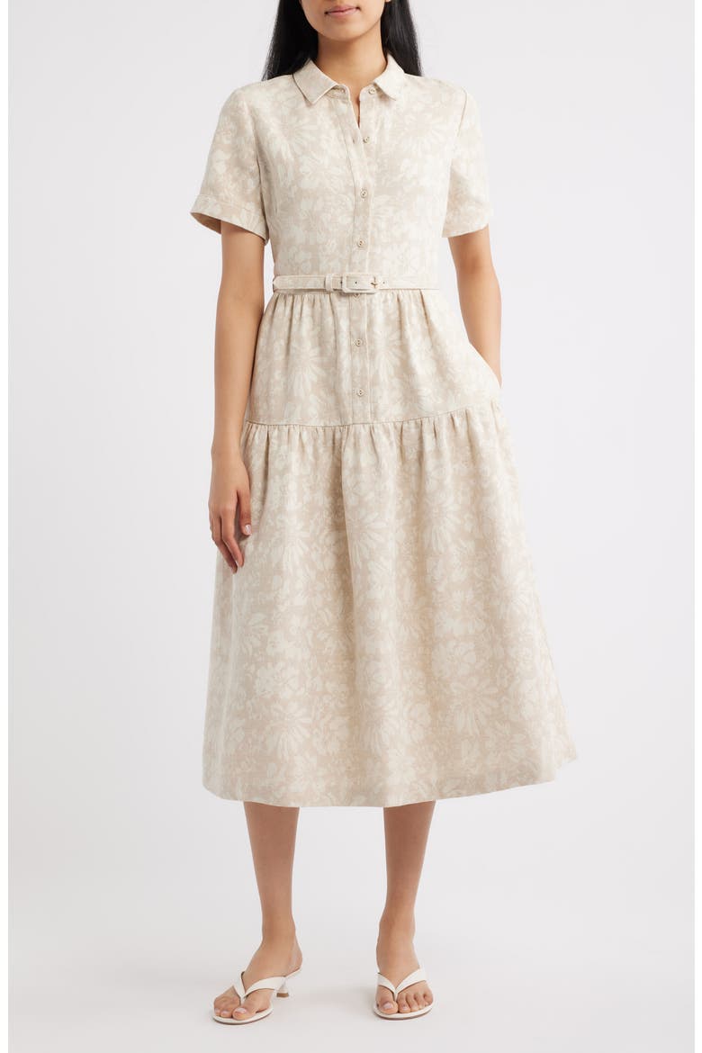 Floral Print Cotton Blend Shirtdress