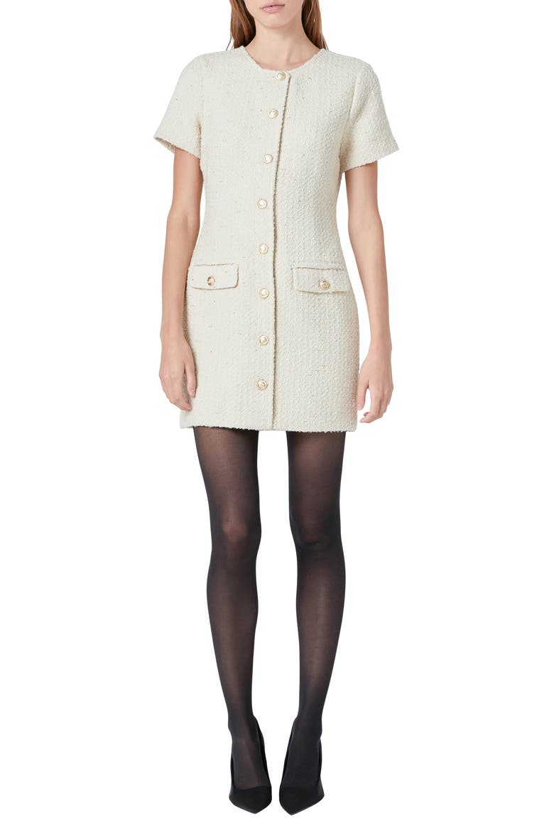 Button Tweed Minidress