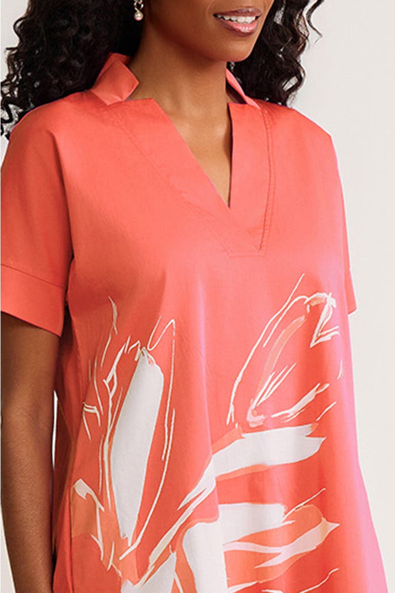 Relaxed A-Line Floral Printed Stretch Cotton Dress