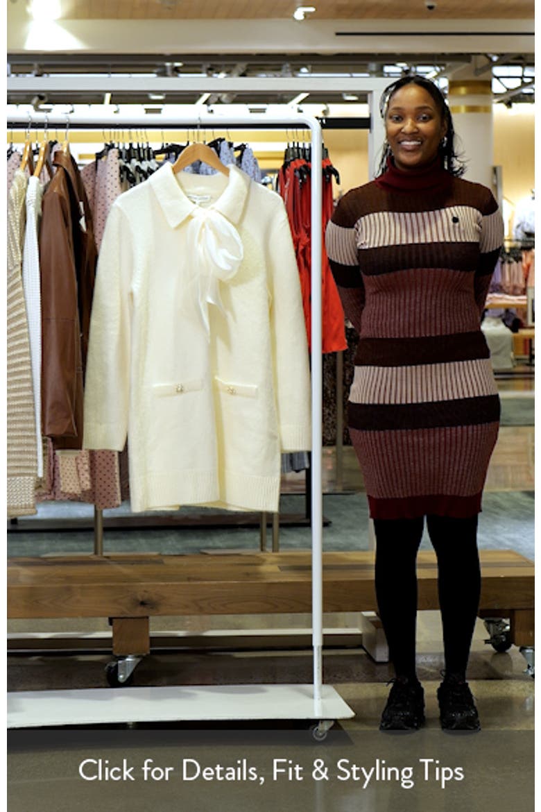 Detachable Bow Long Sleeve Sweater Minidress