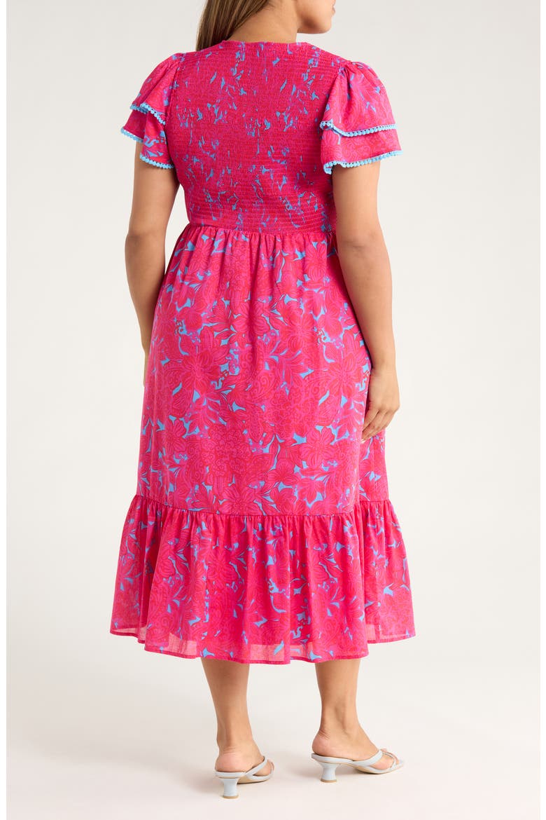 Delina Floral Smock Bodice Cotton Dress