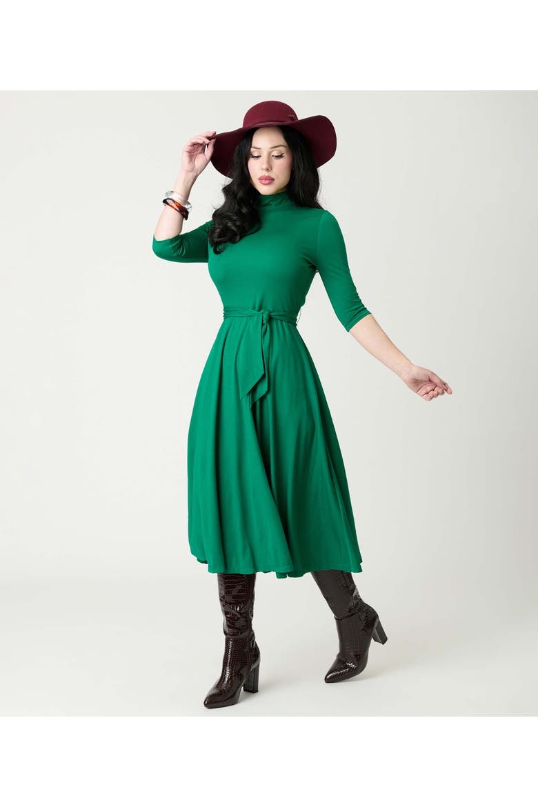 1950s Turtleneck Midi Dress