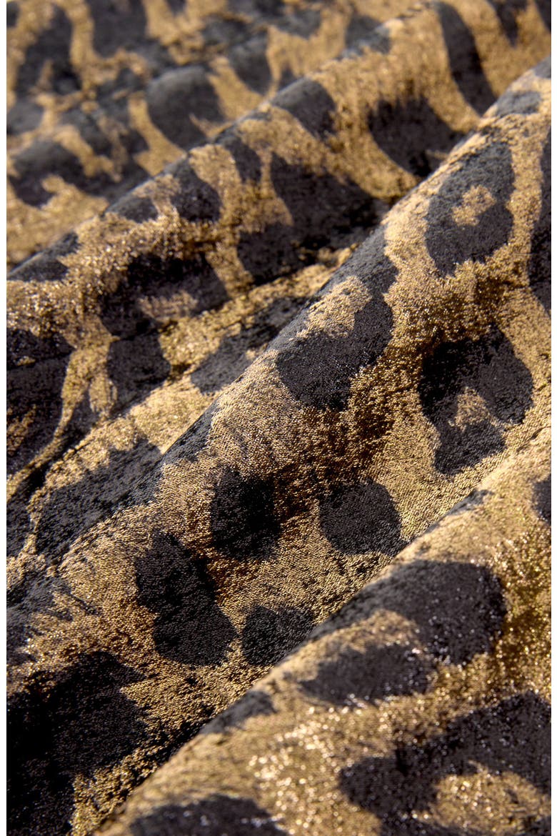 Metallic Animal Print Long Sleeve Maxi Dress