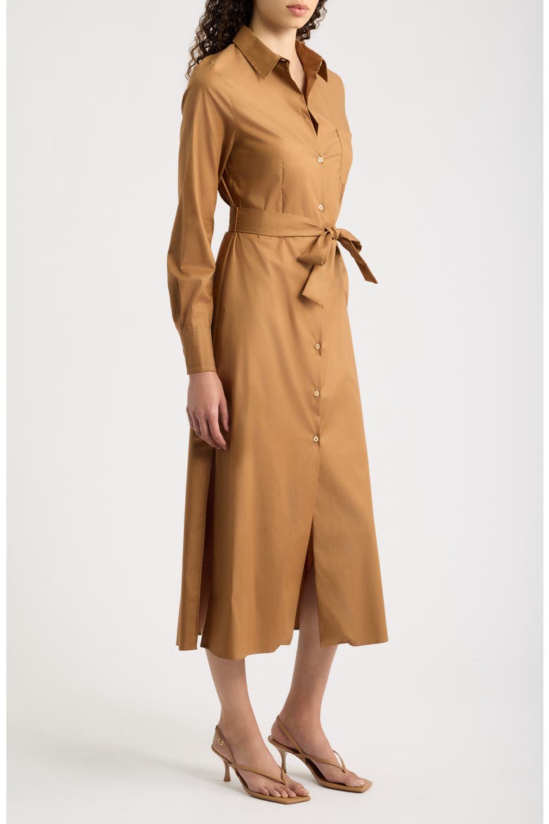 Long Sleeve Belted Midi Shirtdress