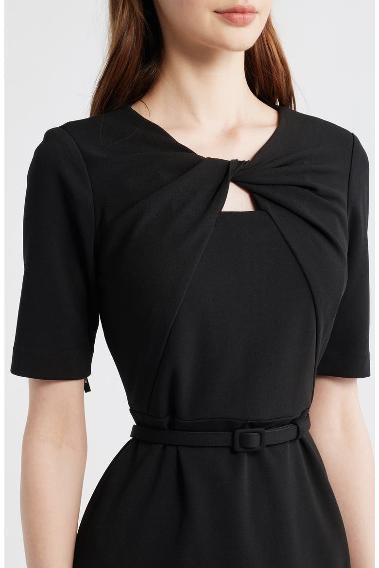 Twist Detail Crepe Sheath Dress