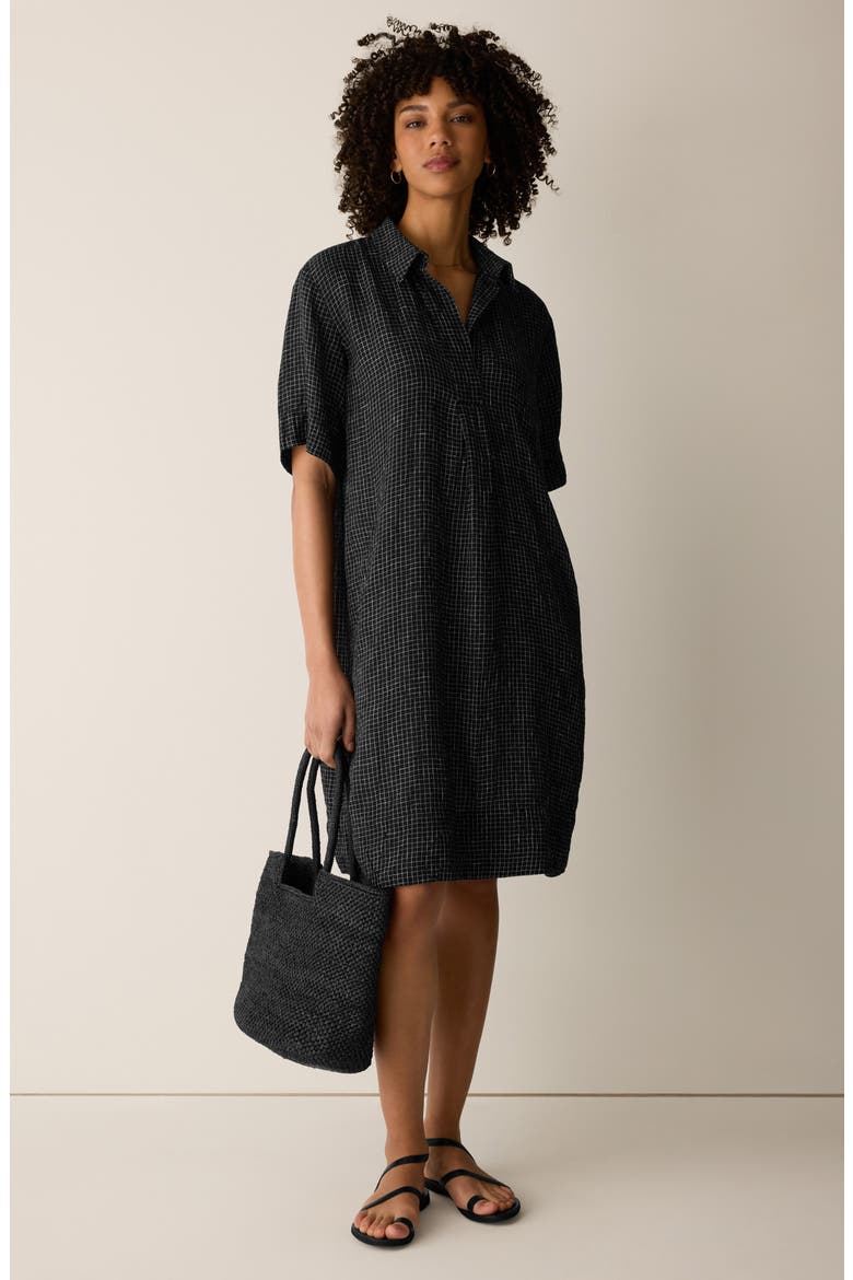 Print Elbow Sleeve Shirtdress