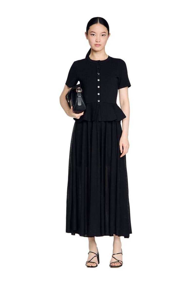 Knit maxi dress with peplum