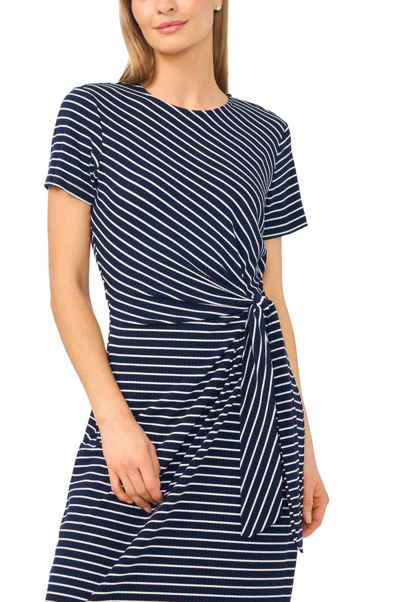 Side Tie Striped Midi Dress