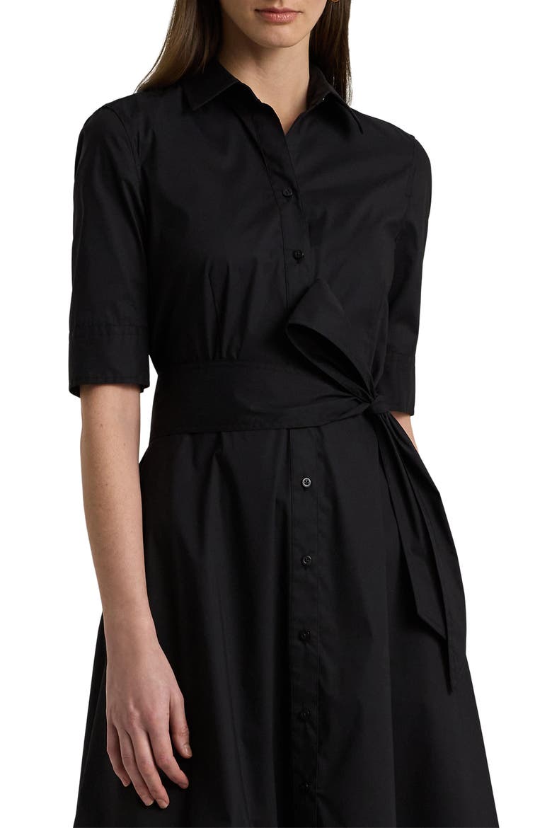 Belted Cotton Blend Shirtdress