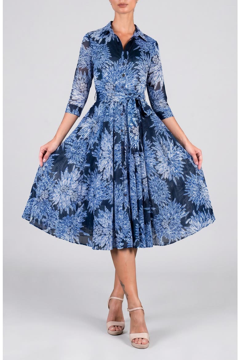 Shibori Belted Midi Shirtdress