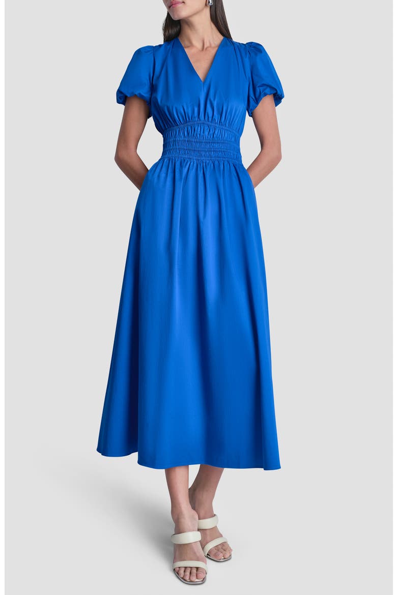 V-Neck Smocked Midi Dress