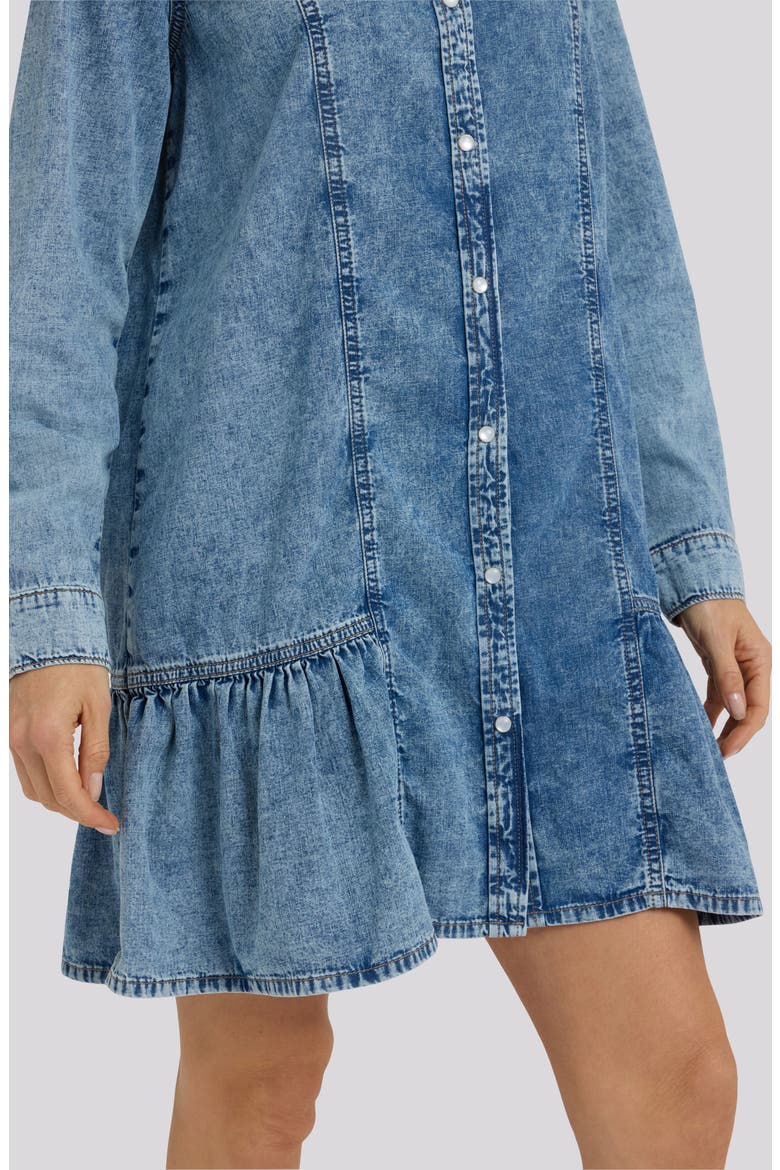 Long Sleeve Ruffle Denim Shirtdress
