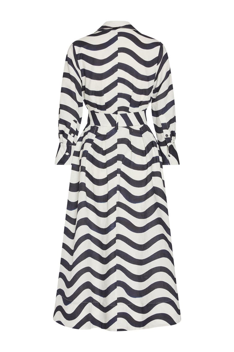 Lexi Stripe Tie Waist Long Sleeve Midi Shirtdress