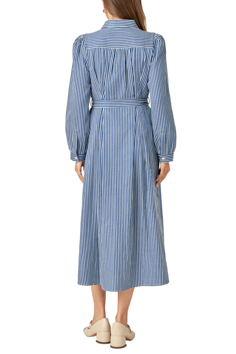 Stripe Long Sleeve Midi Shirtdress