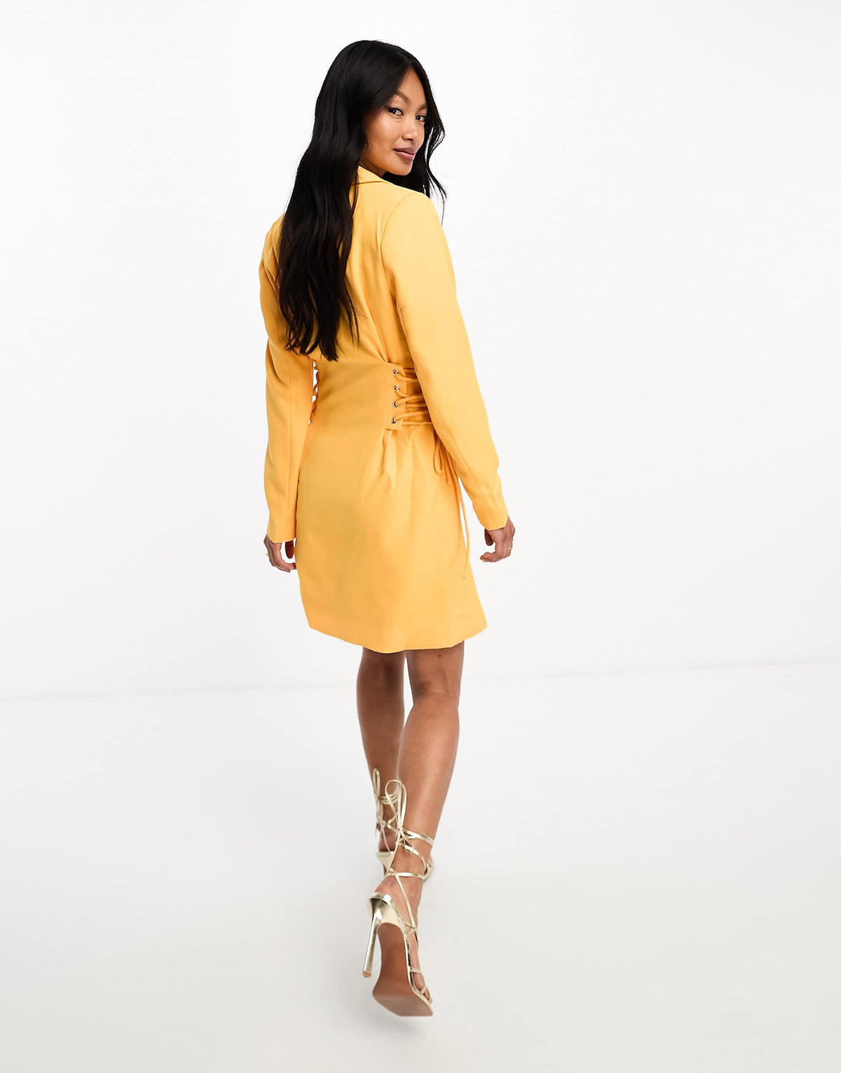Y.A.S exclusive tailored blazer mini dress with corset lace up side in mango