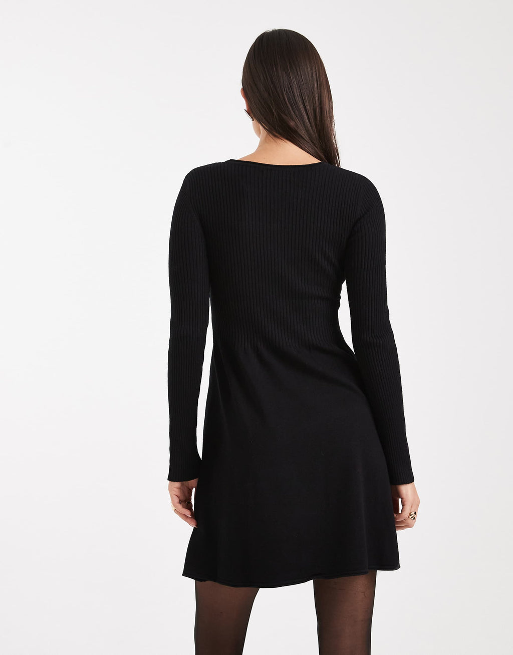 Only mini knitted skater dress in black