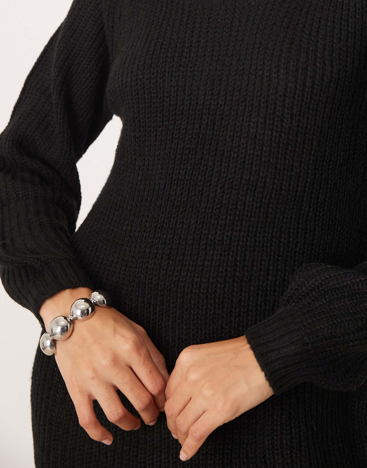 JDY wide neck knit mini sweater dress in black