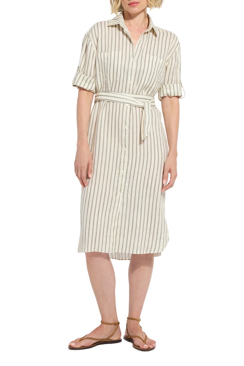 Juniper Stripe Belted Linen Shirtdress