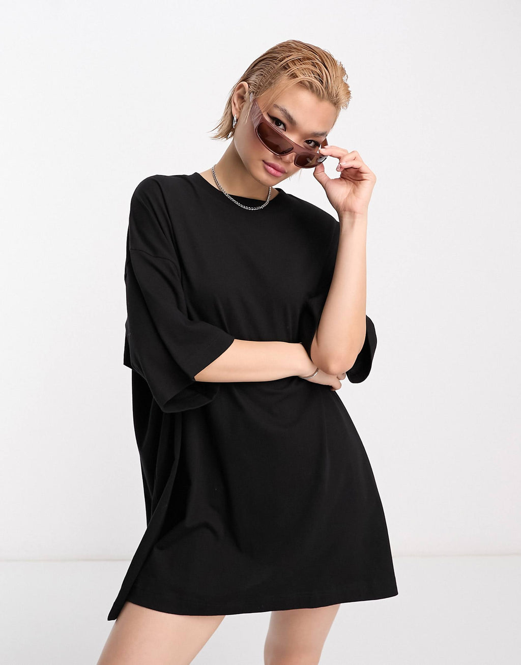 Weekday Huge exclusive t-shirt dress in black
