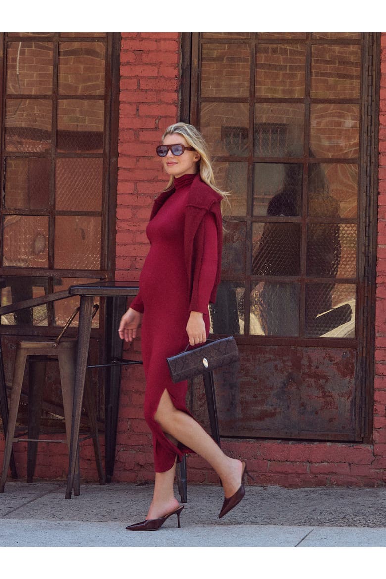 Turtleneck Long Sleeve Knit Maxi Dress