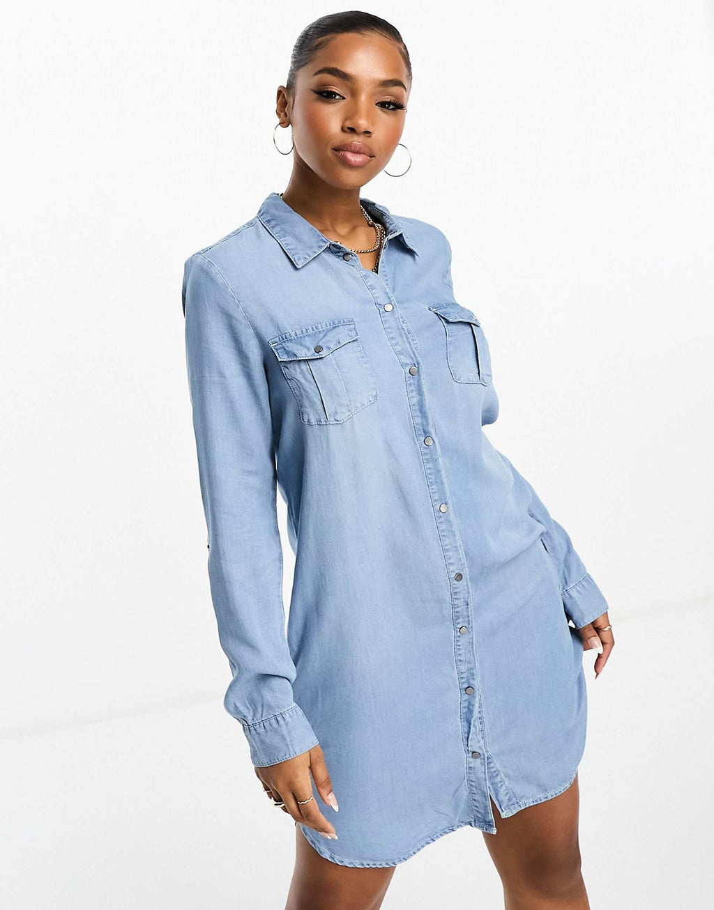 Vero Moda denim mini dress in light blue
