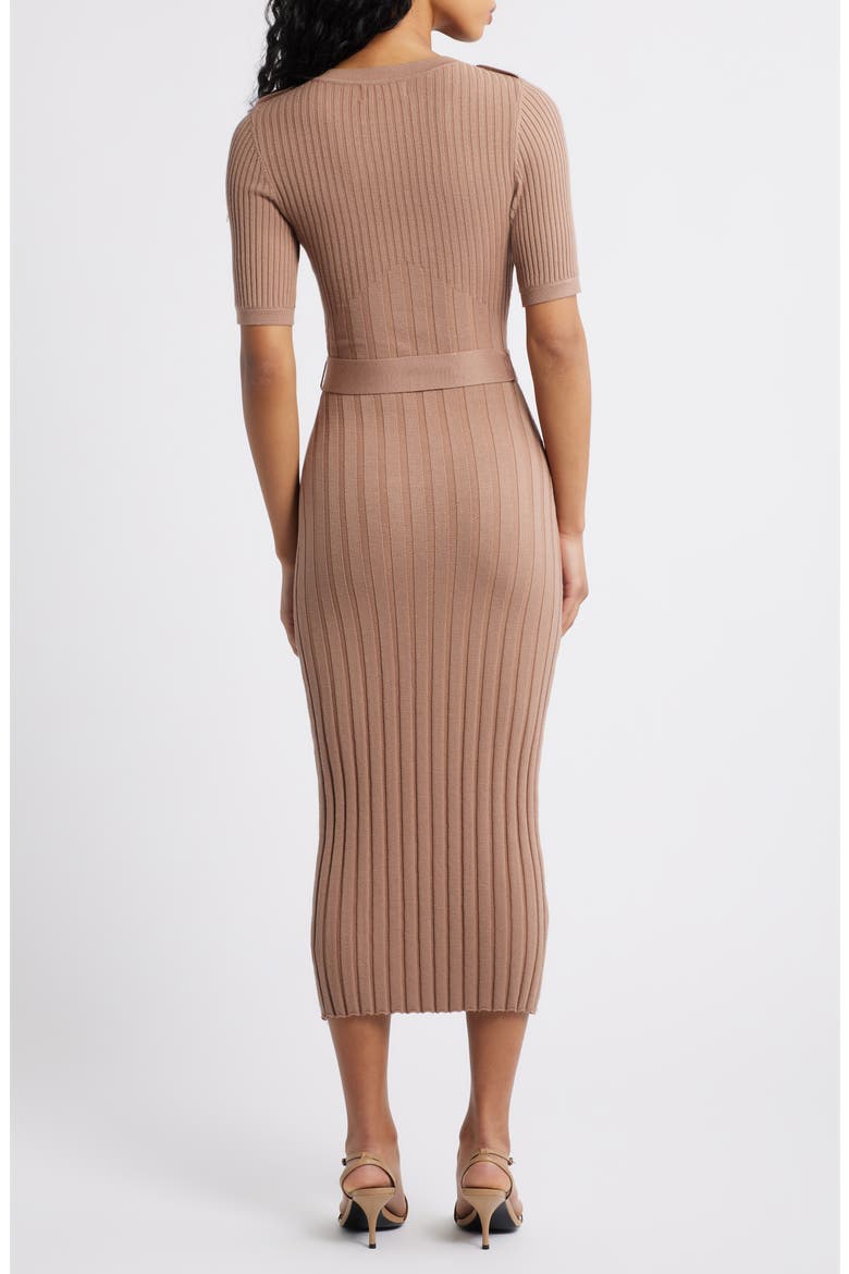 Belted Rib Sweater Dress