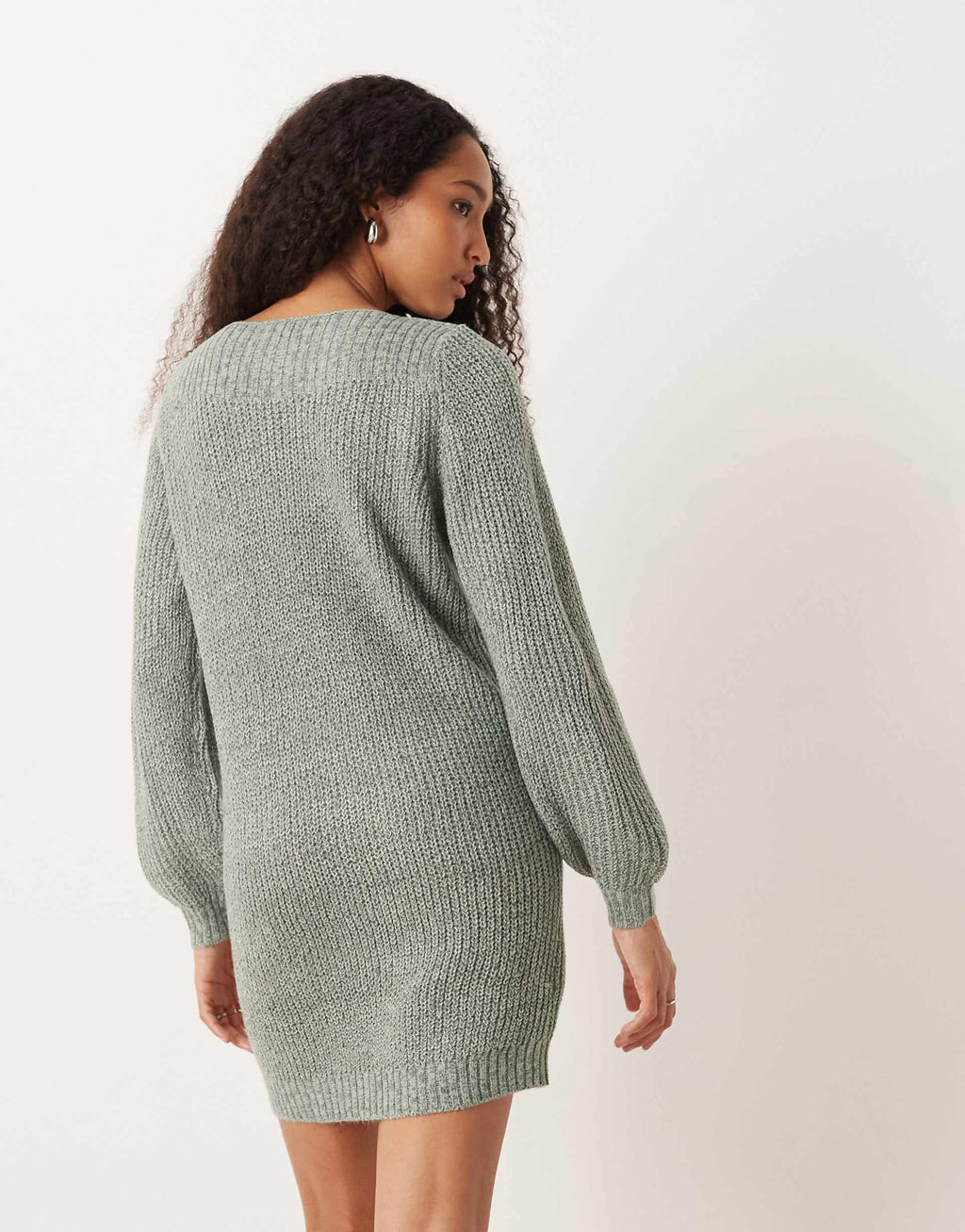 JDY boat neck knitted mini sweater dress in green