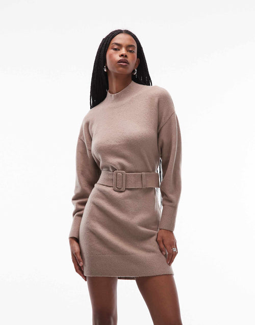 & Other Stories belted knit dress in beige