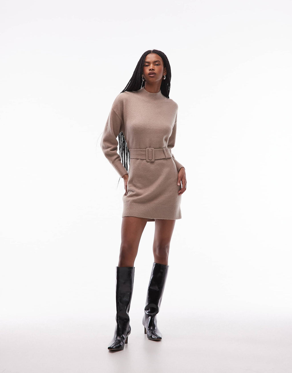 & Other Stories belted knit dress in beige