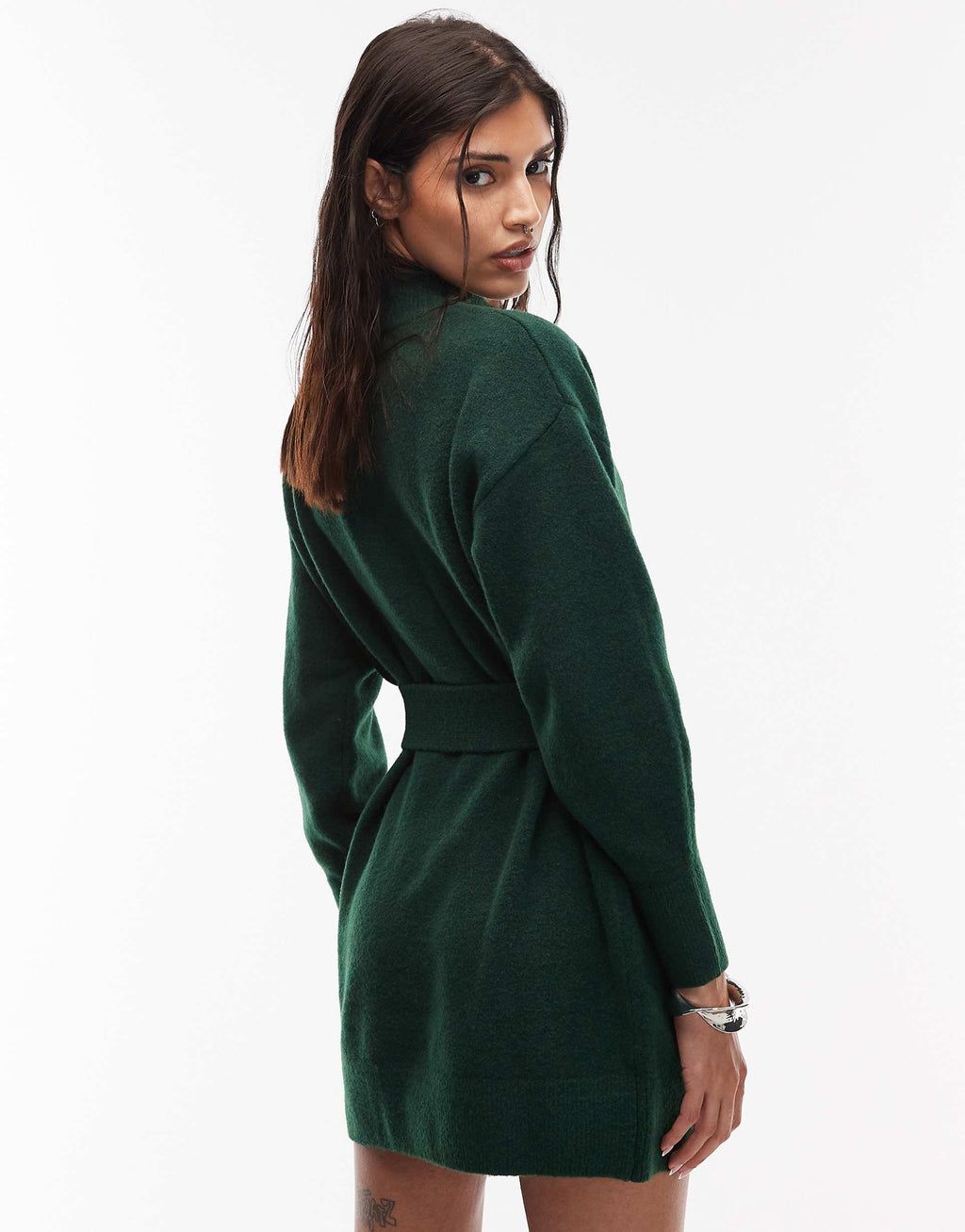 & Other Stories belted knitted dress in green