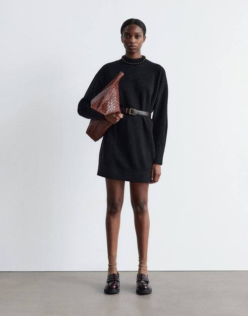 & Other Stories belted knitted dress in black