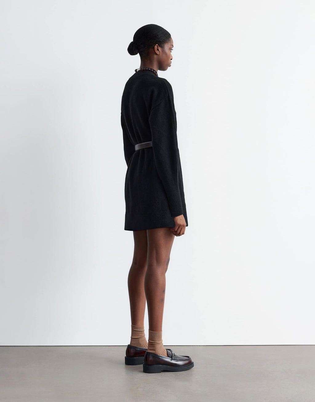 & Other Stories belted knitted dress in black