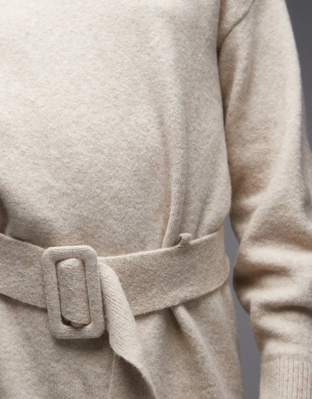 & Other Stories belted knitted dress in light beige