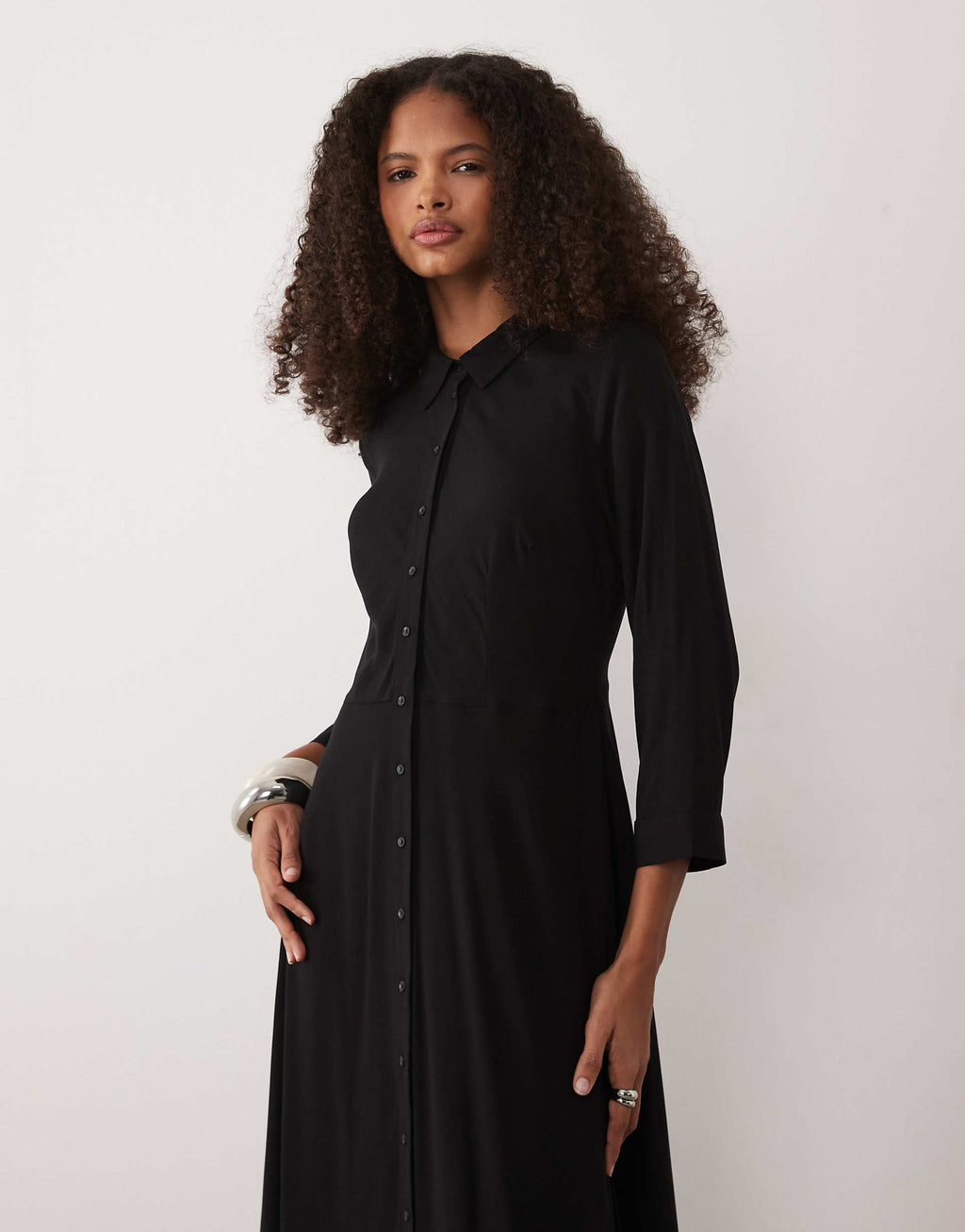 YAS maxi shirt dress in black