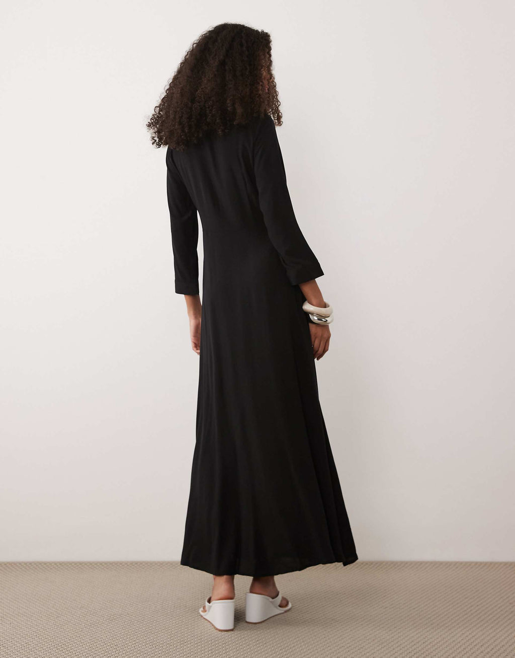 YAS maxi shirt dress in black