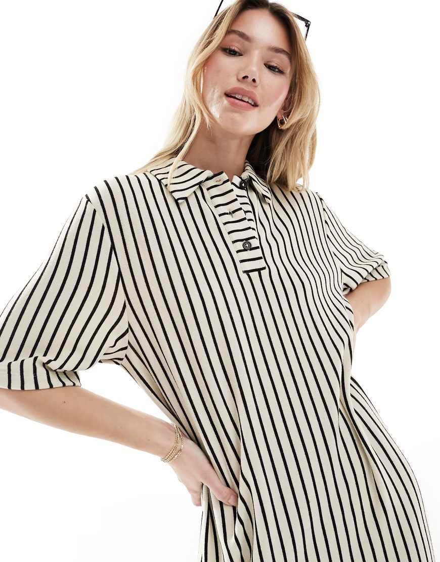 ASOS DESIGN collared placket midaxi t shirt dress in stripe