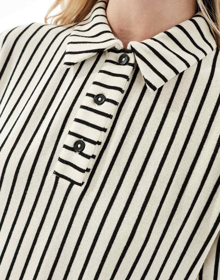 ASOS DESIGN collared placket midaxi t shirt dress in stripe