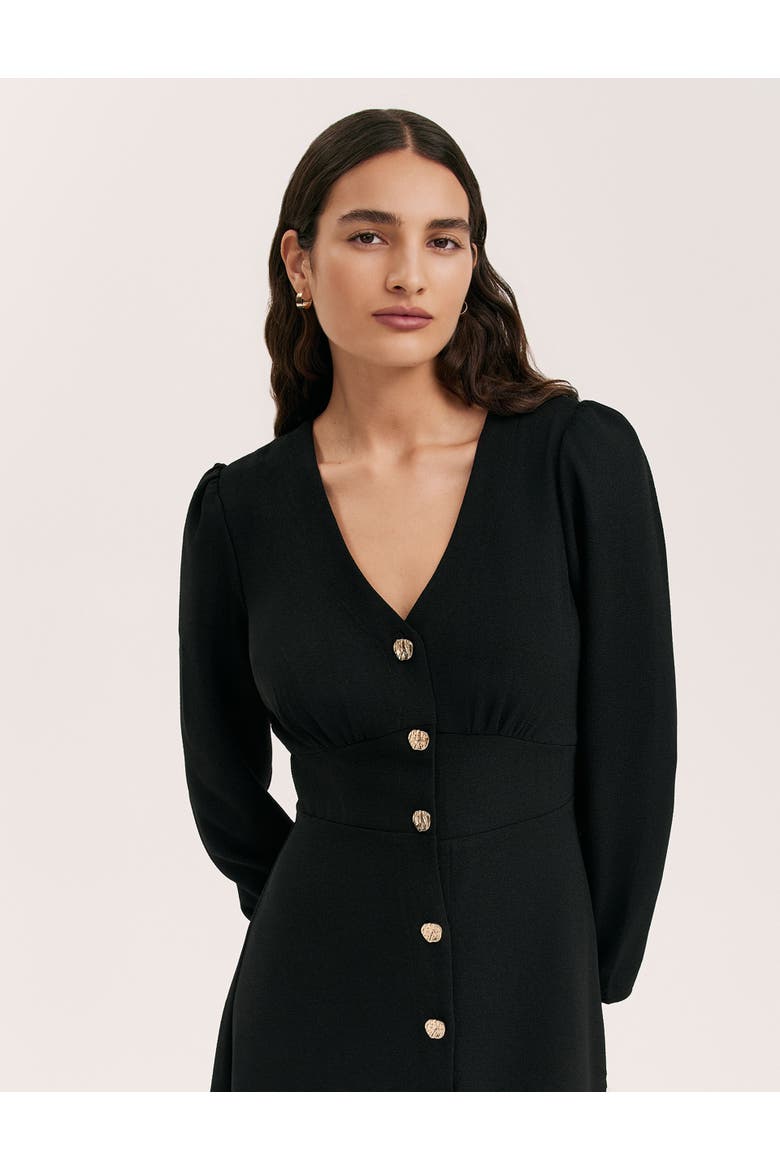 Caprice Long Sleeve Crepe Midi Dress