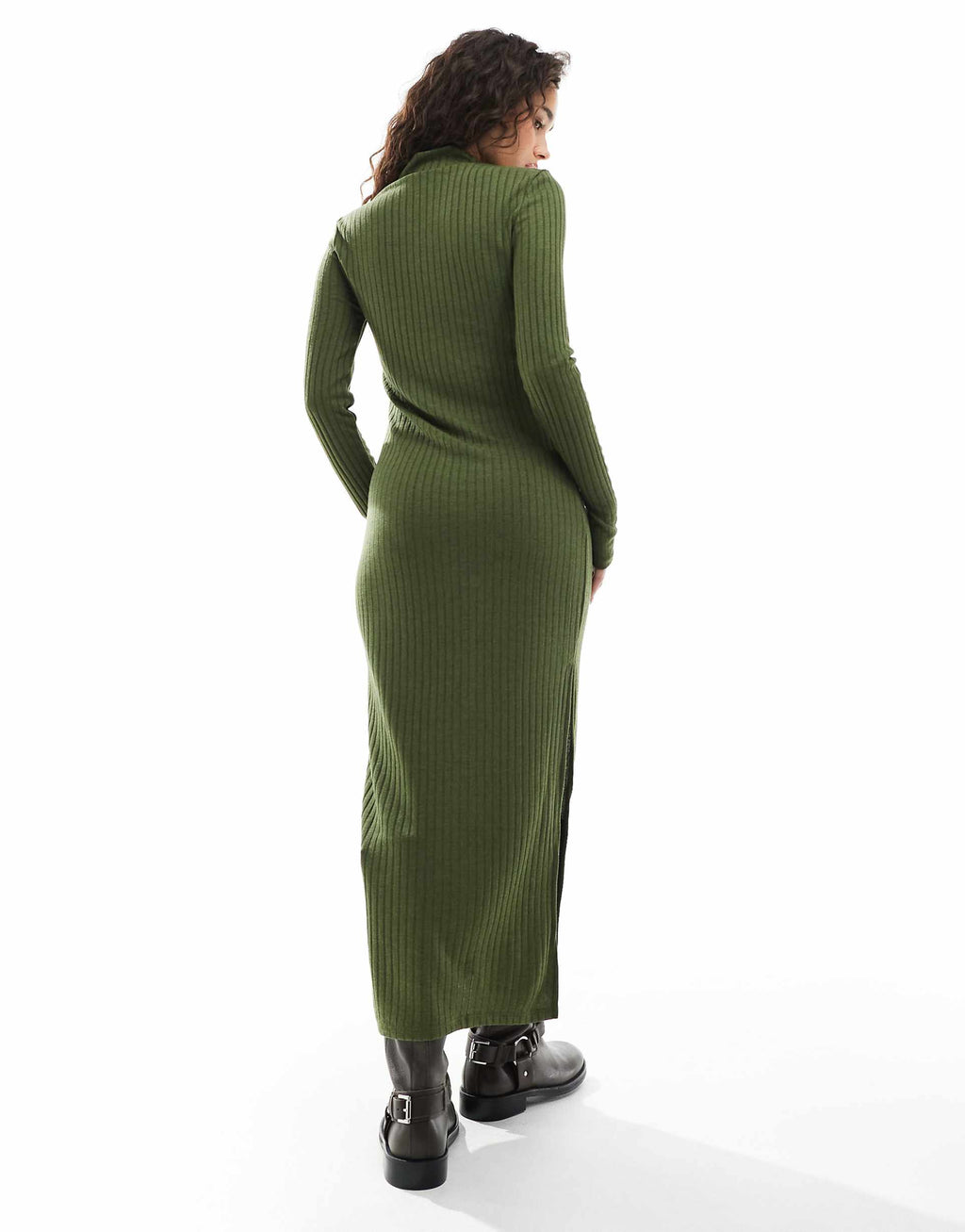 Vero Moda ribbed jersey maxi dress in dark green
