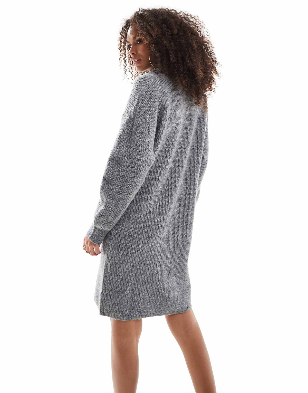 ONLY half zip midi sweater dress in dark gray melange
