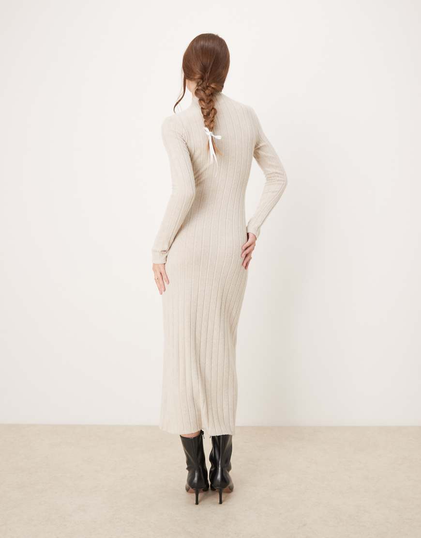 ASOS DESIGN chunky fluffy ribbed maxi dress with wrap waist