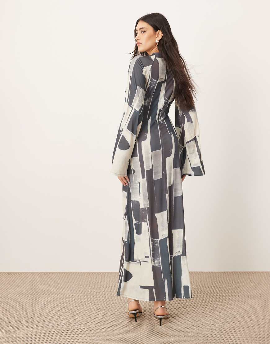 ARRANGE jersey twist front maxi dress in abstract geo print