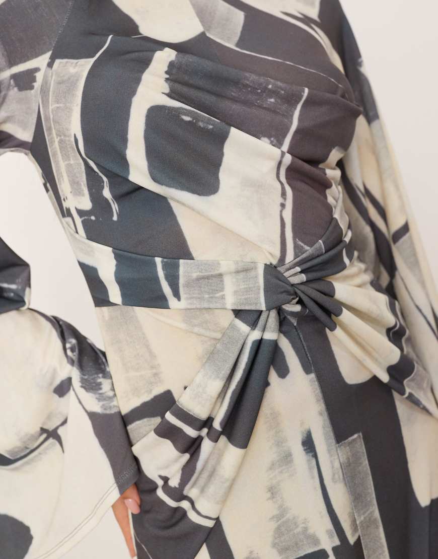 ARRANGE jersey twist front maxi dress in abstract geo print