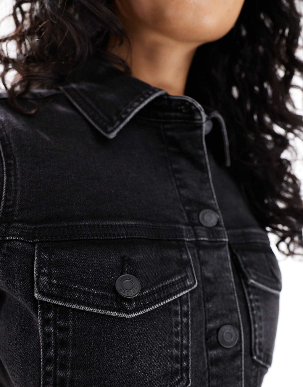 ASOS DESIGN denim fitted shirt mini dress in wash black