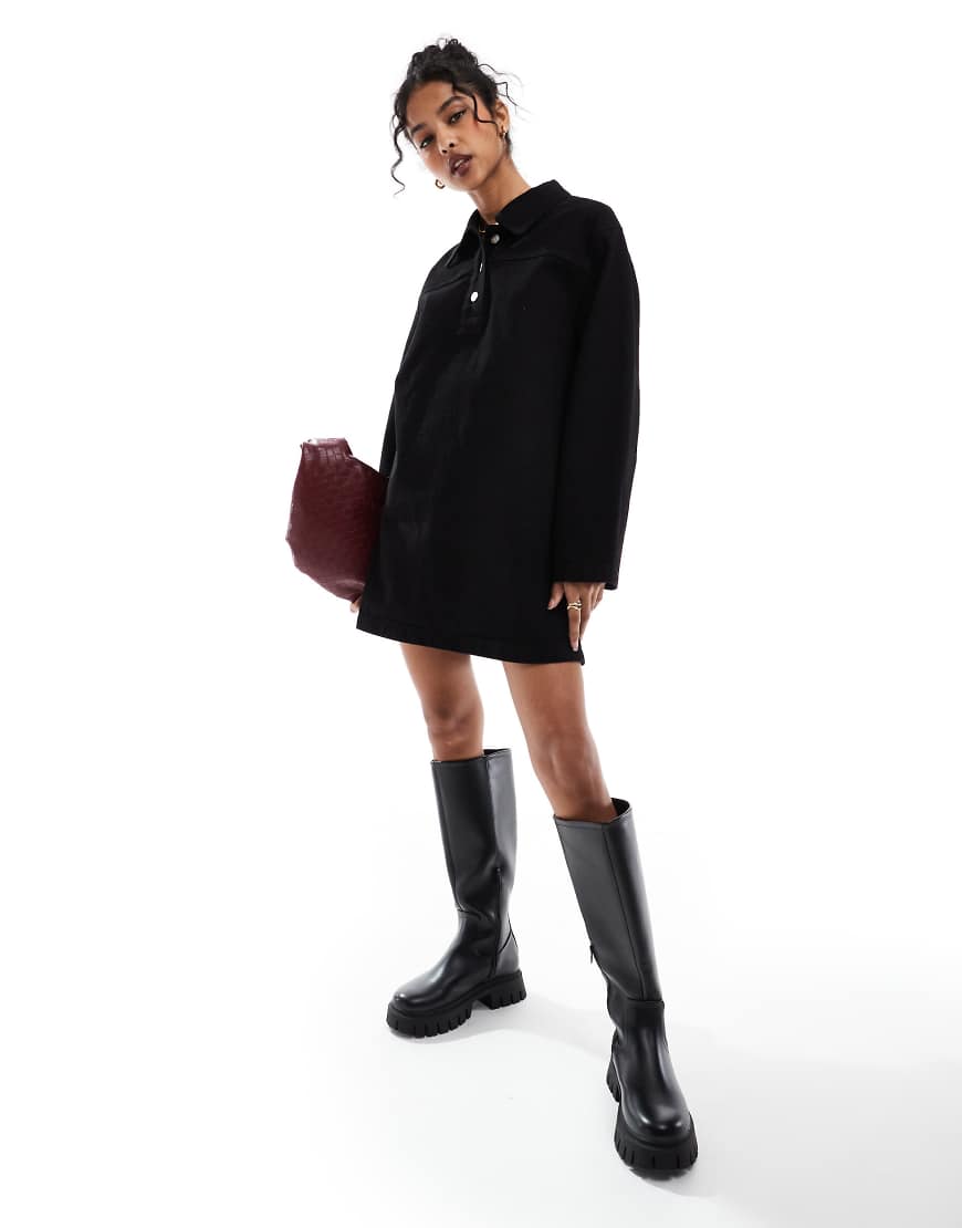 ASOS DESIGN denim shirt dress in black