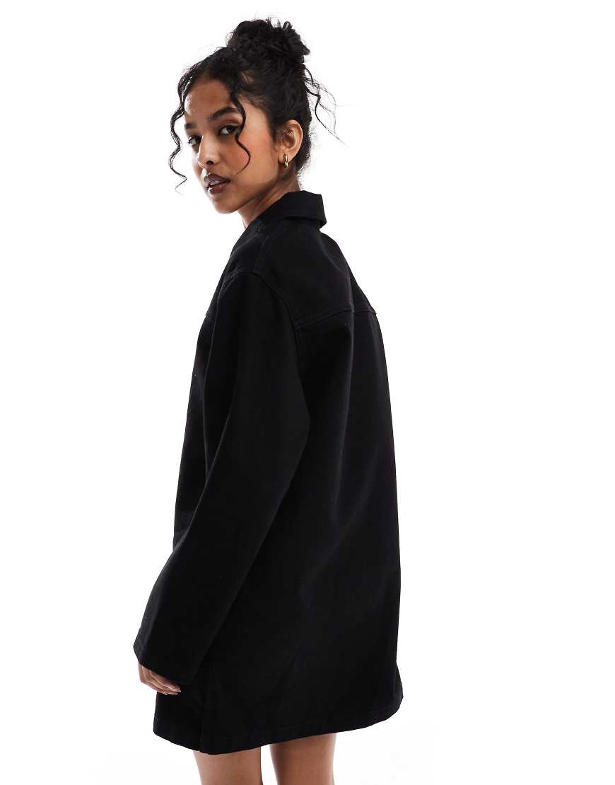 ASOS DESIGN denim shirt dress in black
