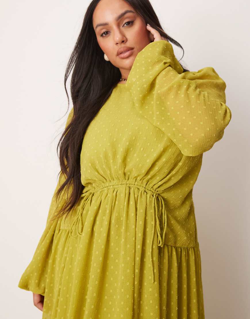 ASOS DESIGN Curve textured channel detail maxi dress in pale green