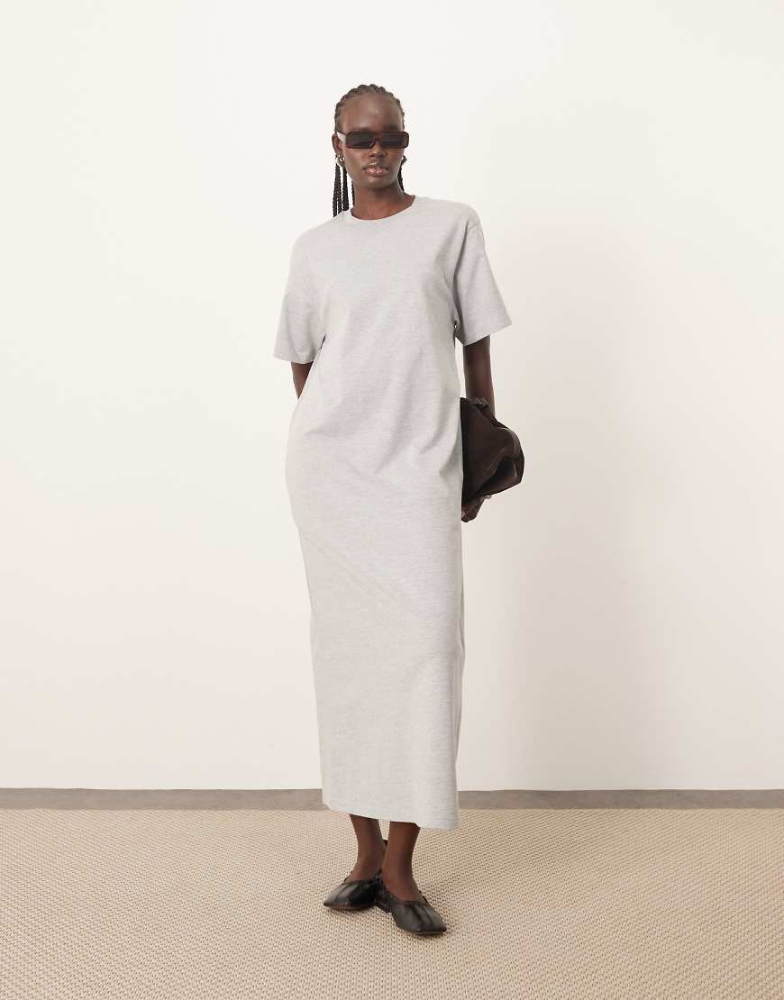 ARRANGE premium heavyweight T-shirt midi dress in gray heather